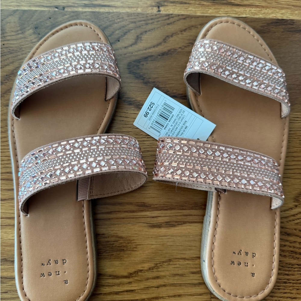 NWT A New Day Rose Gold Embellished Sandals